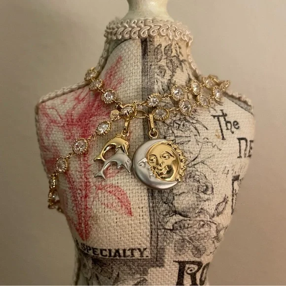 14k solid gold two tone puffy reversible sun moon face celestial pendant 3d - Picture 3 of 14